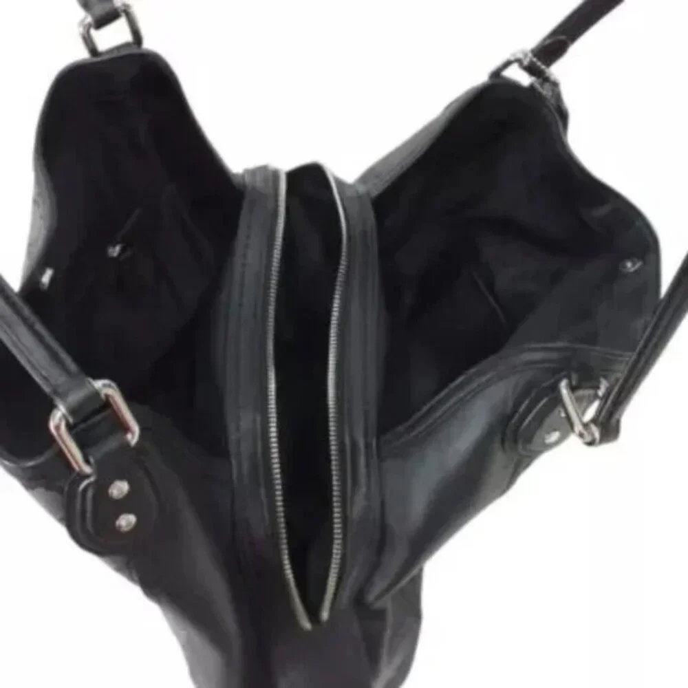 Euc Coach Edie Signature Jacquard Black Shoulder Bag Purse